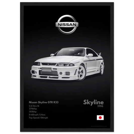 Nissan Skyline GTR R33 Poster - Monochrome Collection