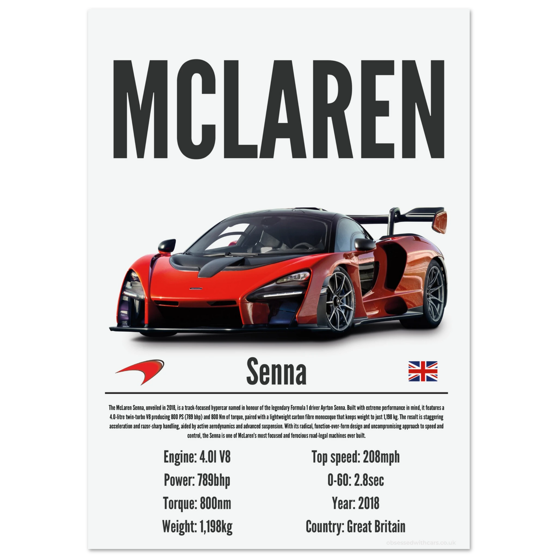 Mclaren Senna Poster - Precision Collection