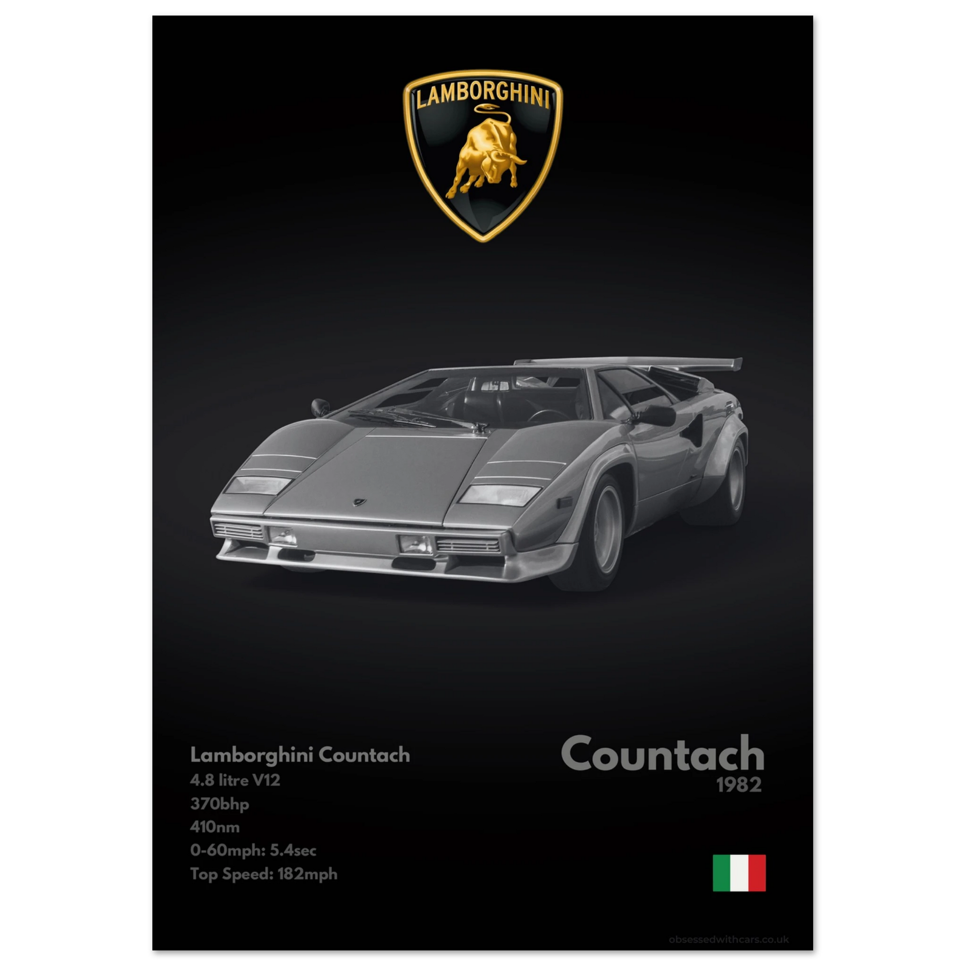 Lamborghini Countach Poster - Monochrome Collection
