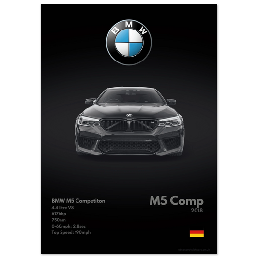 BMW M5 Competition Poster - Monochrome Collection