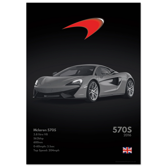 Mclaren 570S Poster - Monochrome Collection