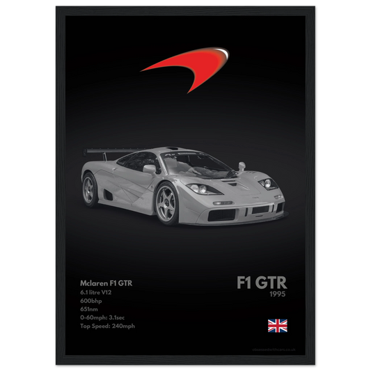 Mclaren F1 GTR Poster - Monochrome Collection