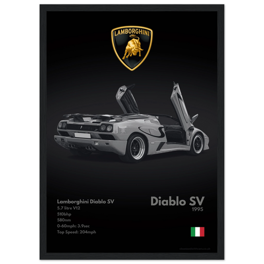 Lamborghini Diablo SV Poster - Monochrome Collection