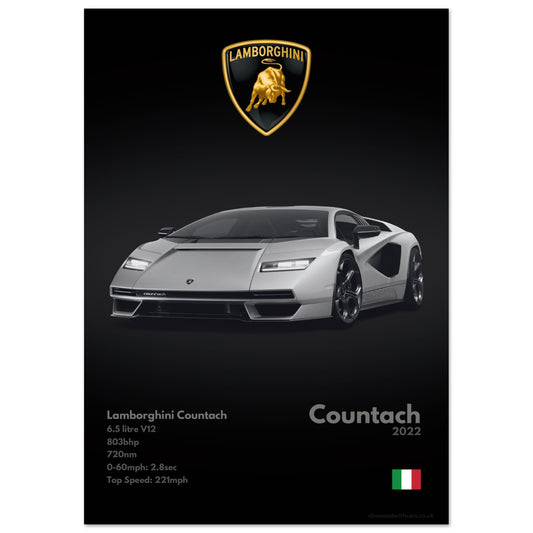 Lamborghini Countach Poster - Monochrome Collection