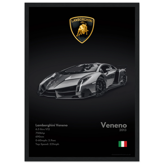 Lamborghini Veneno Poster - Monochrome Collection