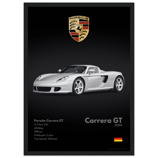Porsche Carrera GT Poster - Monochrome Collection