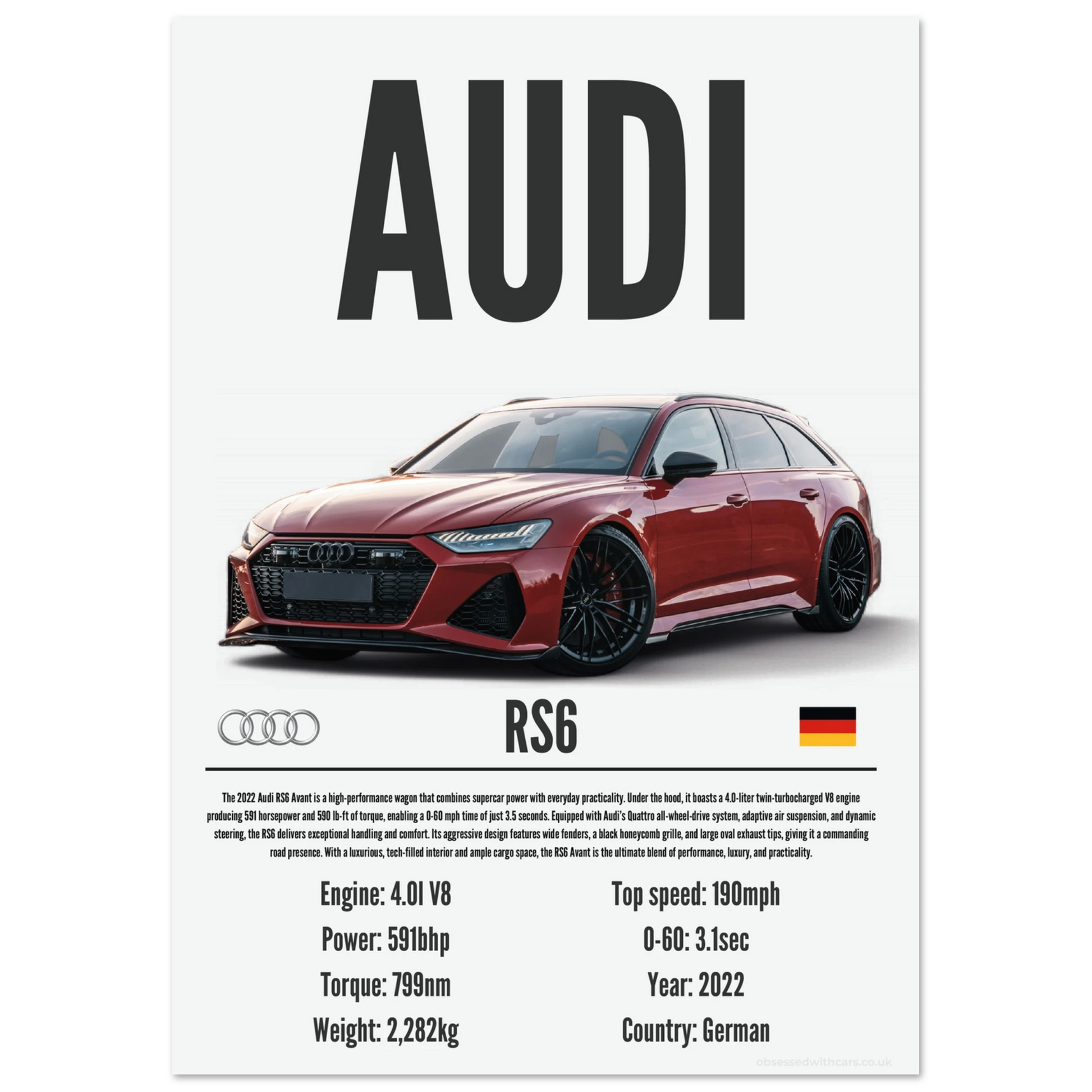 Audi RS6 Poster - Precision Collection