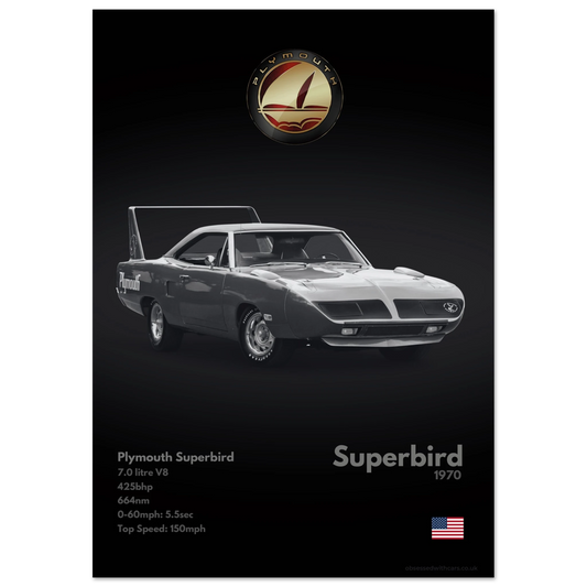 Plymouth Superbird Poster - Monochrome Collection