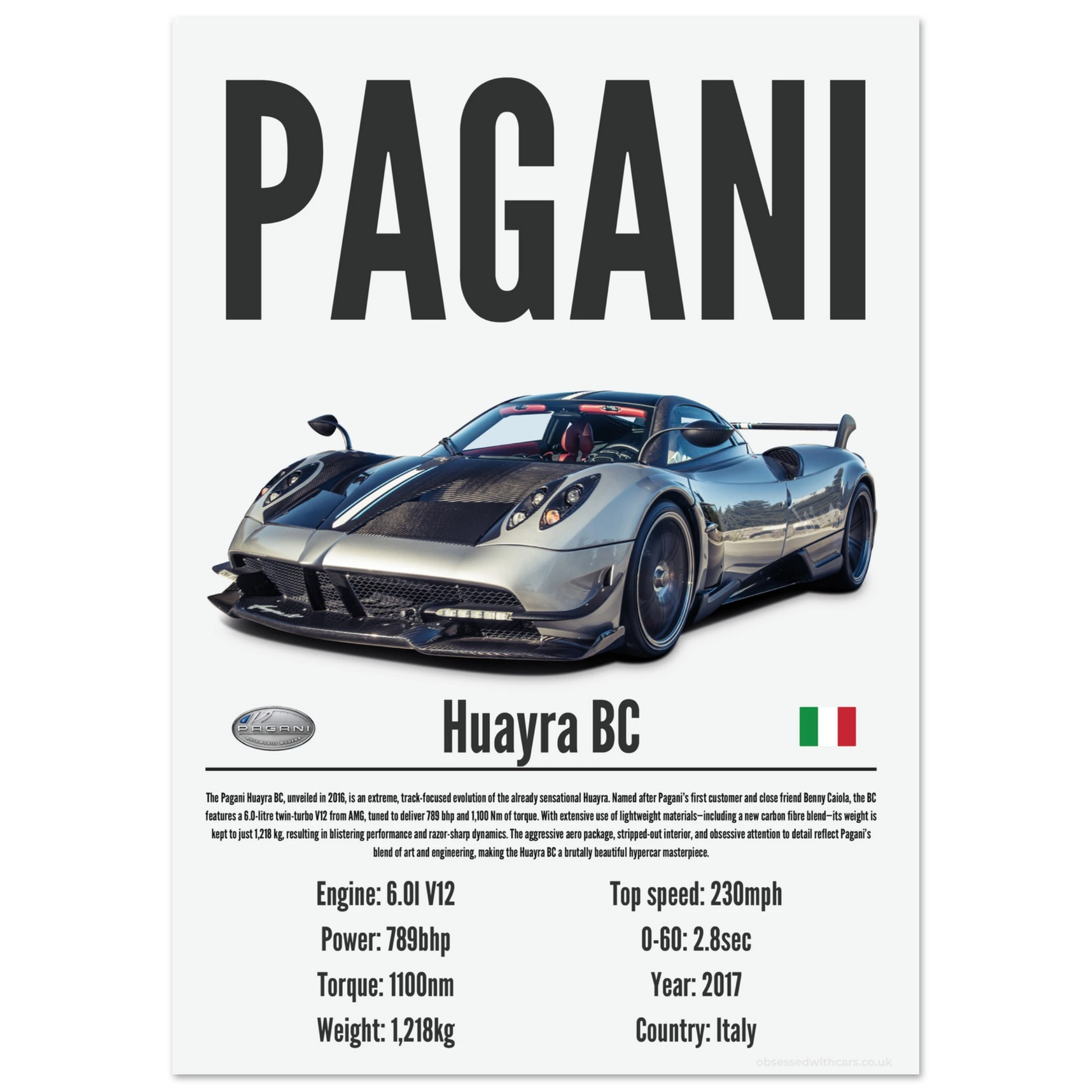 Pagani Huayra BC Poster - Precision Collection