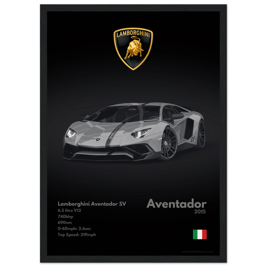 Lamborghini Aventador SV Poster - Monochrome Collection