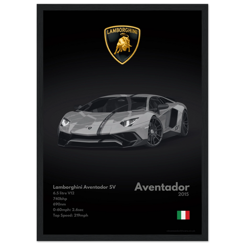 050 Lamborghini Aventador SV Poster - Monochrome Collection