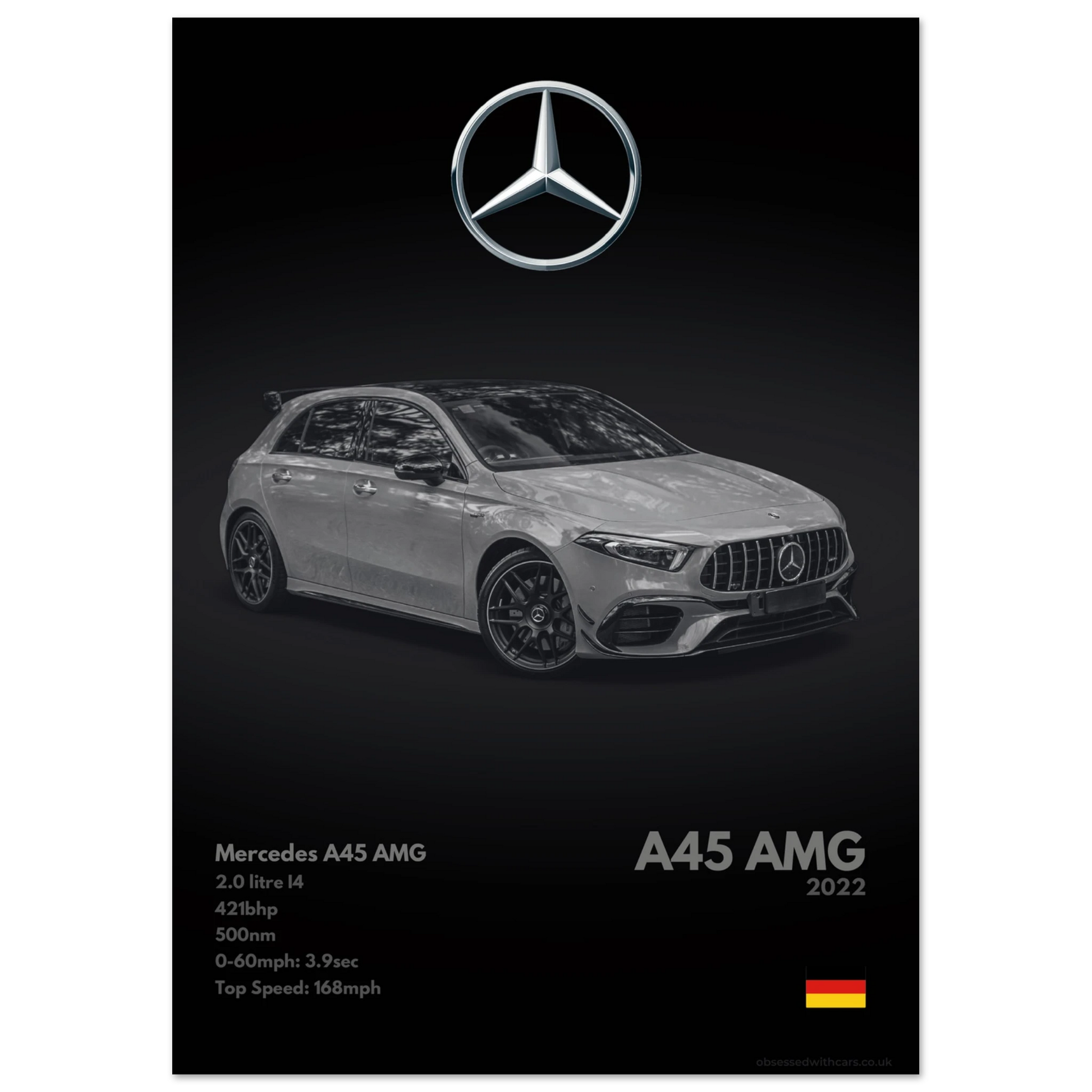 Mercedes A45 AMG Poster - Monochrome Collection
