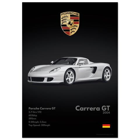377 Porsche Carrera GT Poster - Monochrome Collection