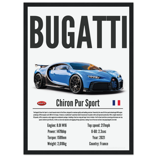 Bugatti Chiron Pur Sport Poster - Precision Collection