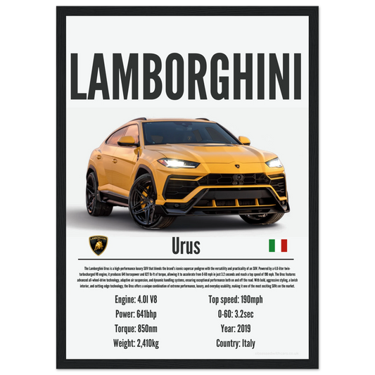 Lamborghini Urus Poster - Precision Collection