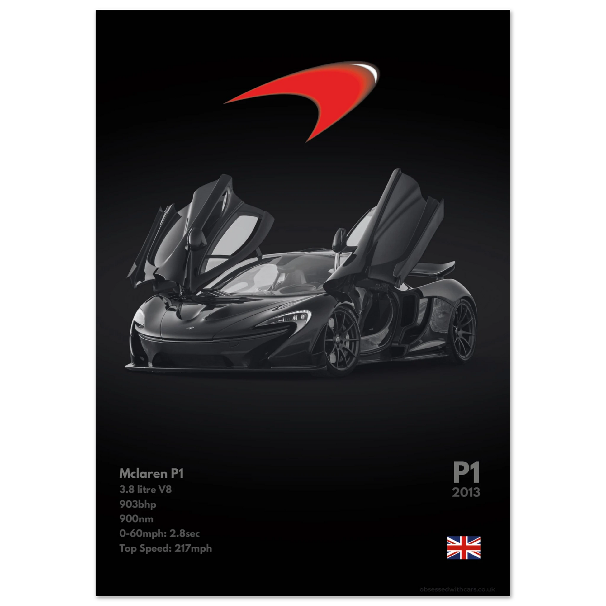 Mclaren P1 Poster - Monochrome Collection