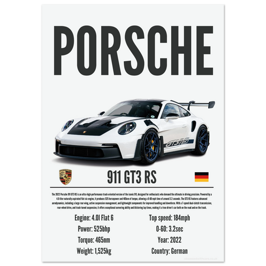 Porsche 911 GT3 RS Poster - Precision Collection