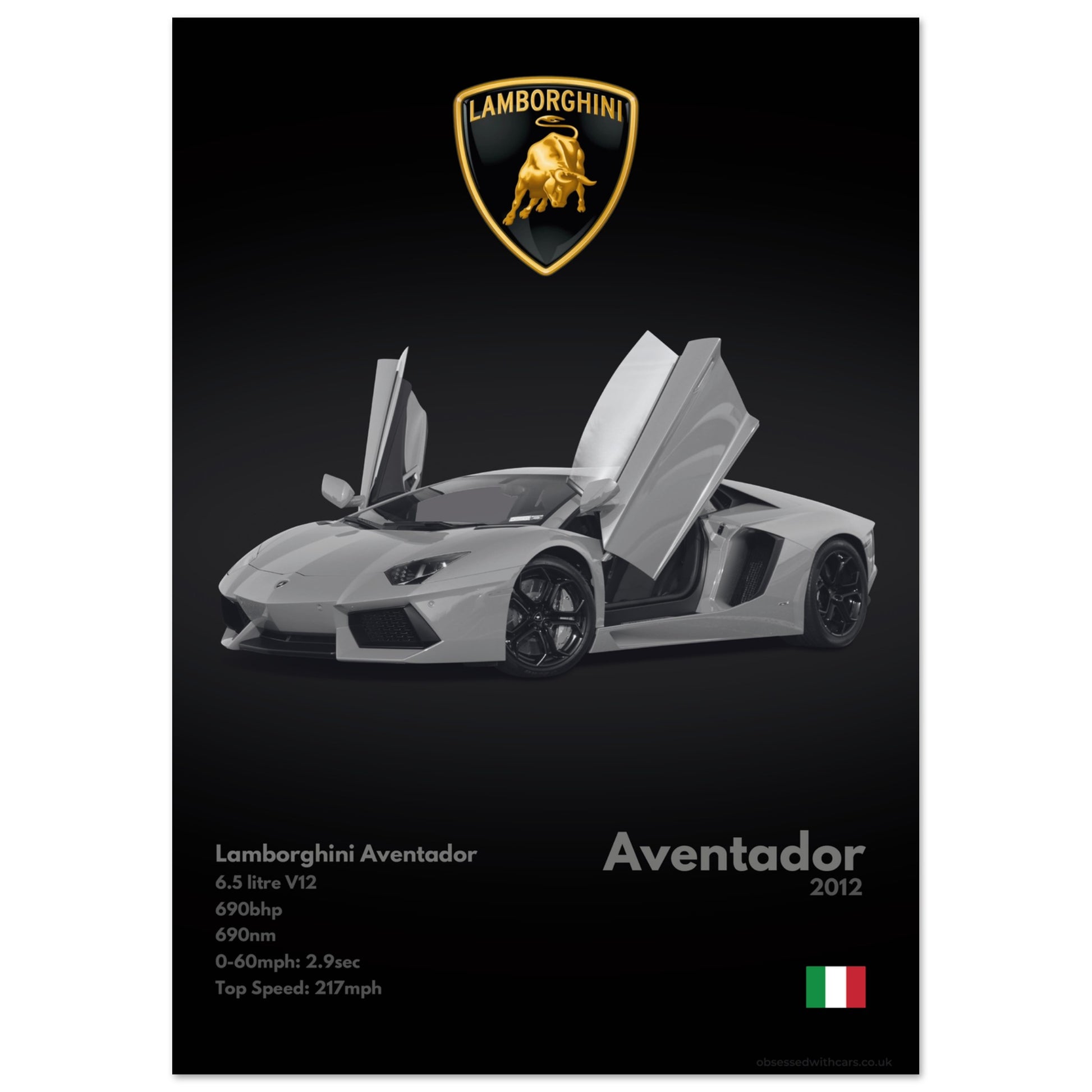 Lamborghini Aventador Poster - Monochrome Collection