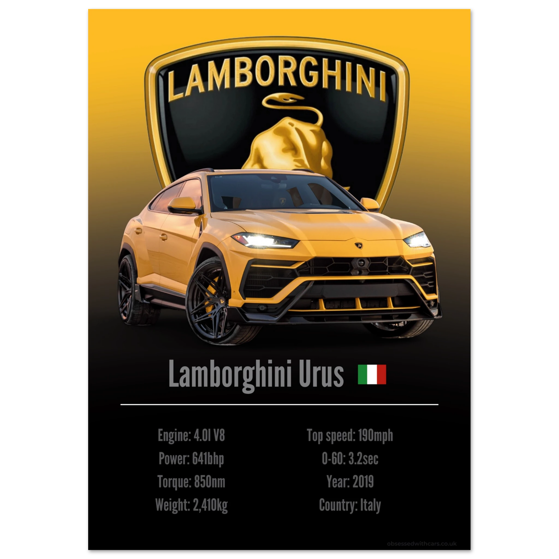 Lamborghini Urus Poster - Accent Collection