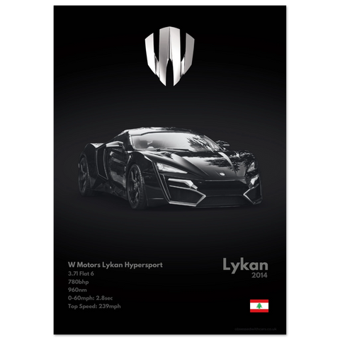 031 Lykan Hypersport Poster - Monochrome Collection