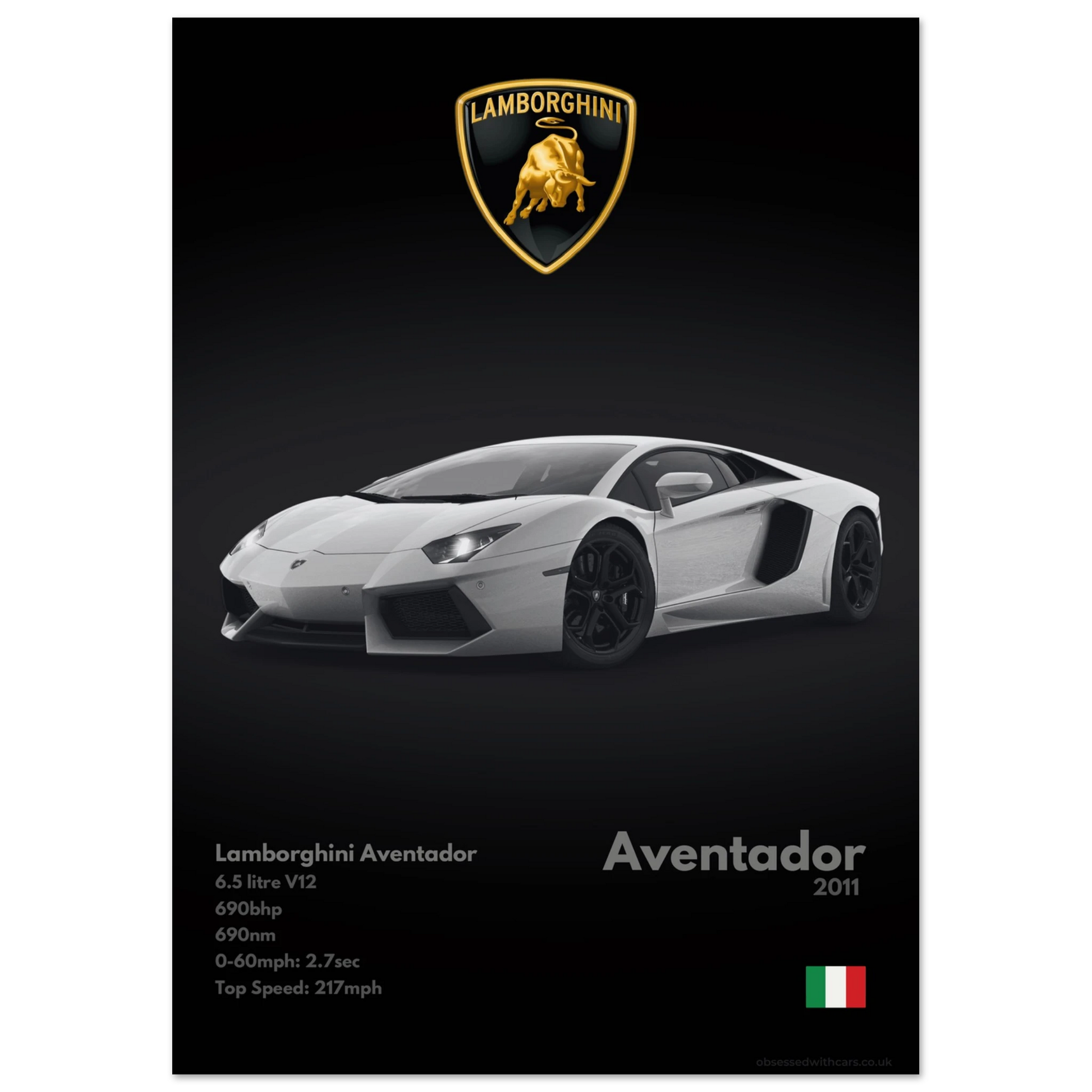 Lamborghini Aventador Poster - Monochrome Collection