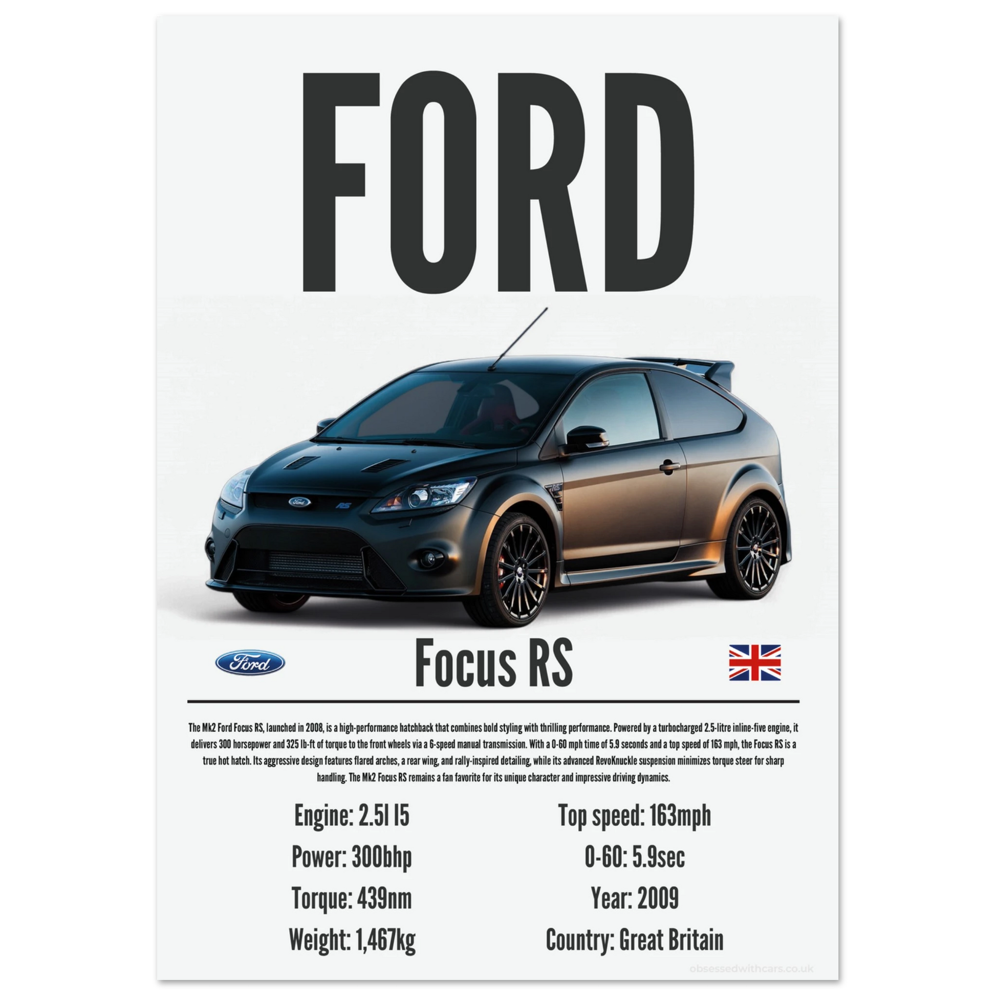 Ford Focus RS Poster - Precision Collection