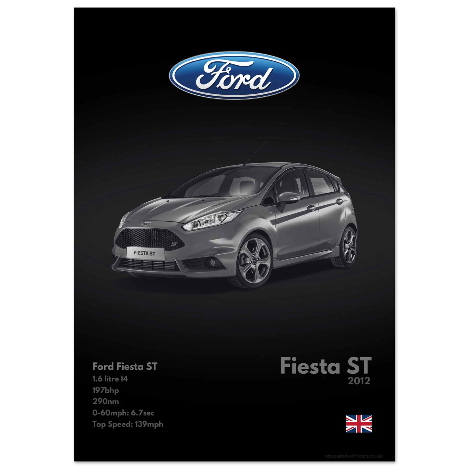 Ford Fiesta ST Poster - Monochrome Collection
