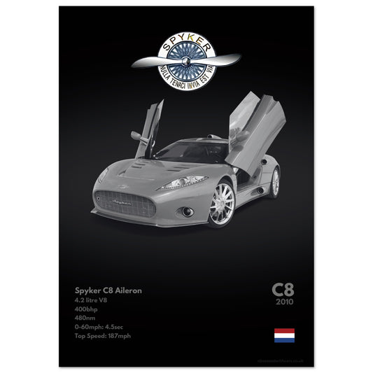 Spyker C8 Aileron Poster - Monochrome Collection