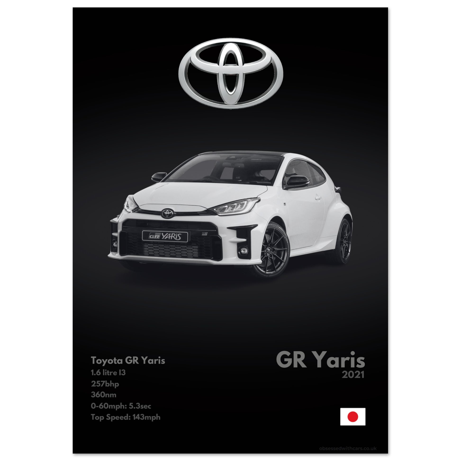 Toyota GR Yaris Poster - Monochrome Collection