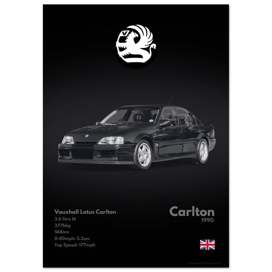 Vauxhall Lotus Carlton Poster - Monochrome Collection