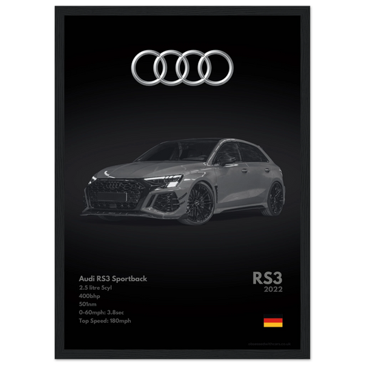 Audi RS3 Poster - Monochrome Collection