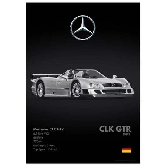 Mercedes CLK GTR Poster - Monochrome Collection