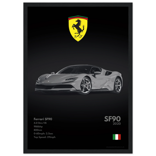 Ferrari SF90 Poster - Monochrome Collection