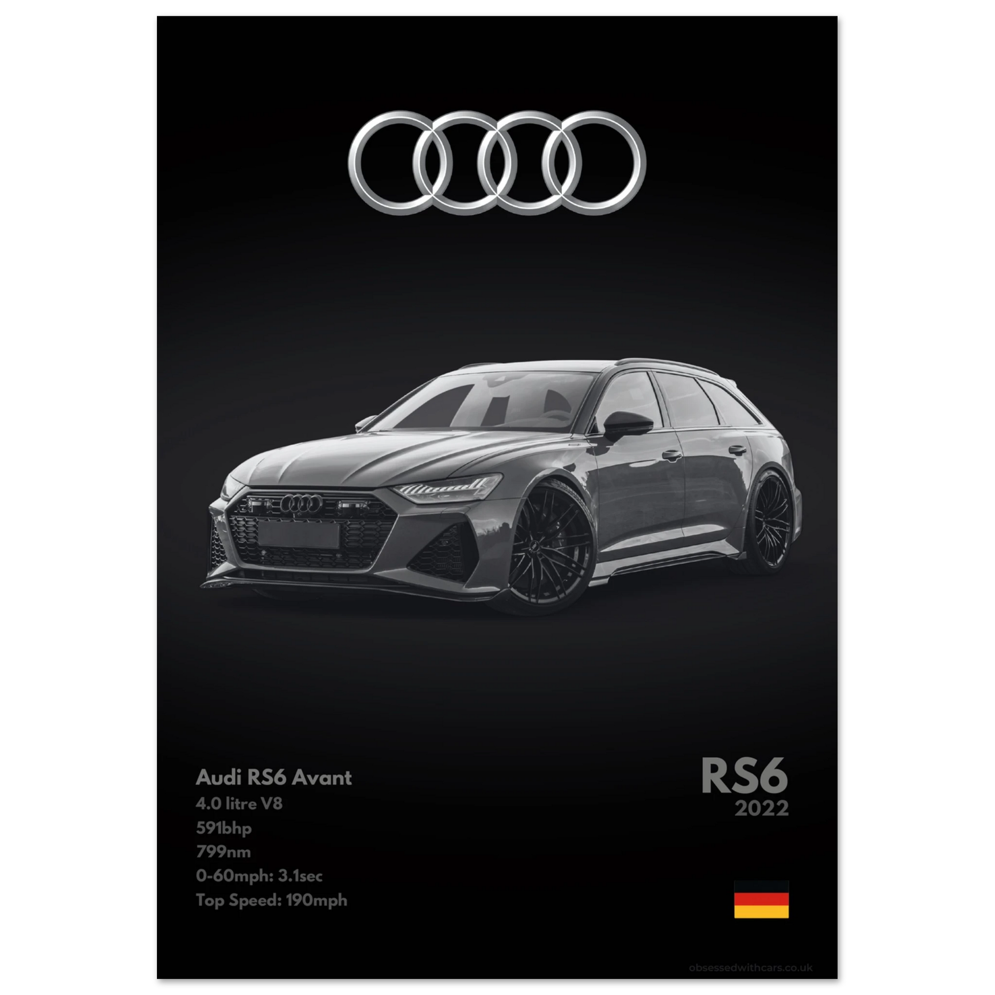 Audi RS6 Poster - Monochrome Collection