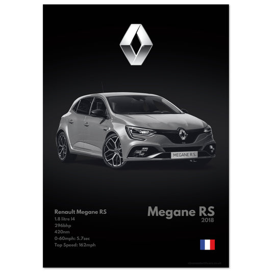 Renault Megane RS Poster - Monochrome Collection