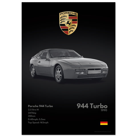 186 Porsche 944 Turbo Poster - Monochrome Collection