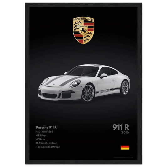 Porsche 911R Poster - Monochrome Collection