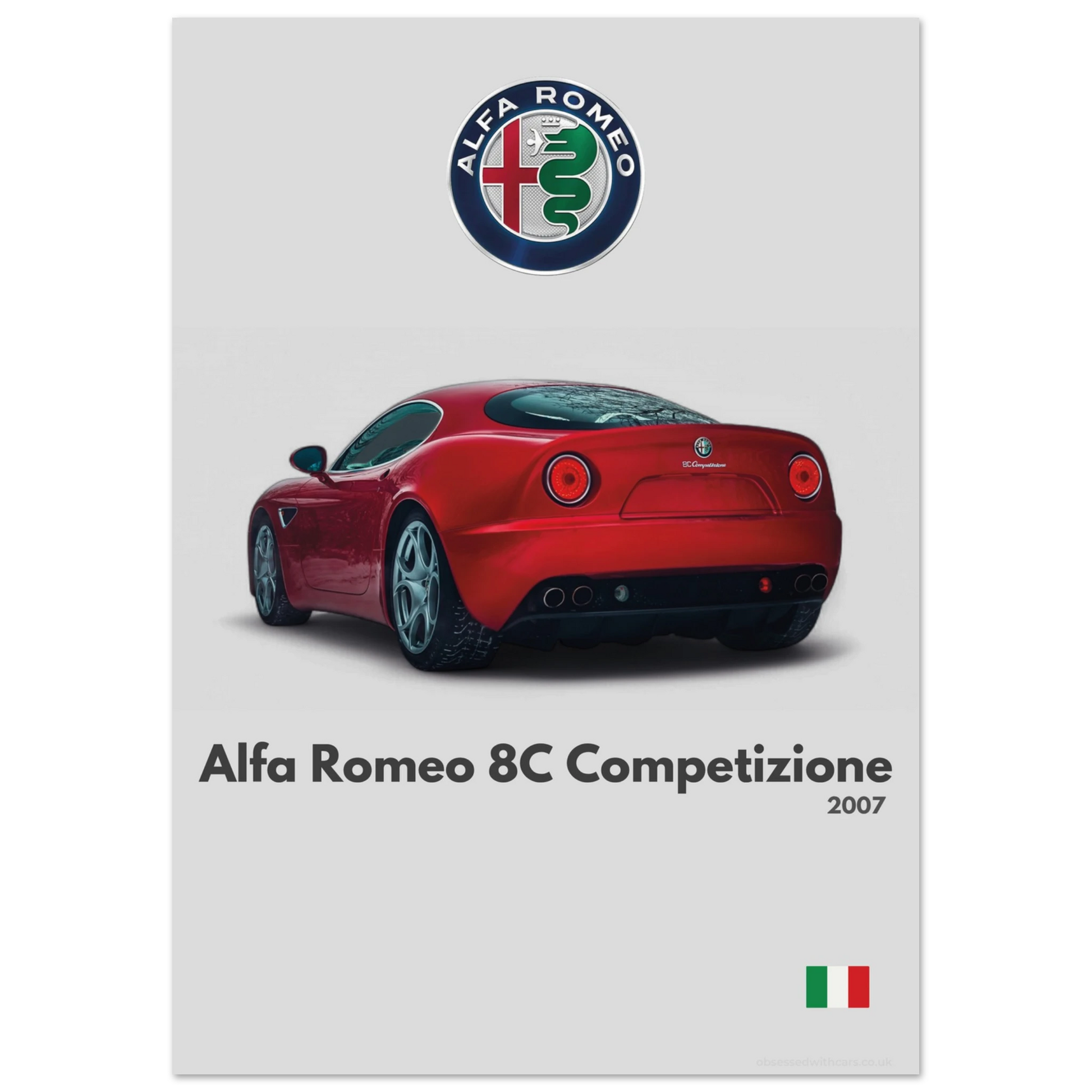 Alfa Romeo 8C Poster - Minimalist Collection