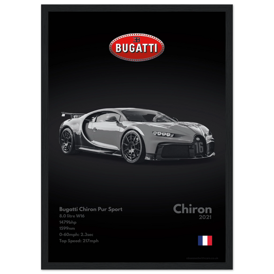 Bugatti Chiron Pur Sport Poster - Monochrome Collection