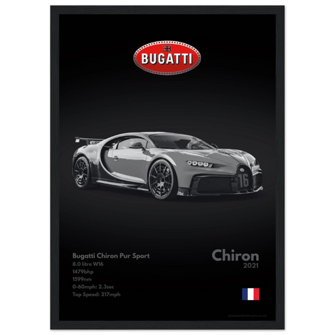 042 Bugatti Chiron Pur Sport Poster - Monochrome Collection