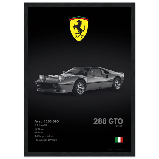 Ferrari 288 GTO Poster - Monochrome Collection