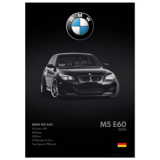 BMW M5 E60 Poster - Monochrome Collection