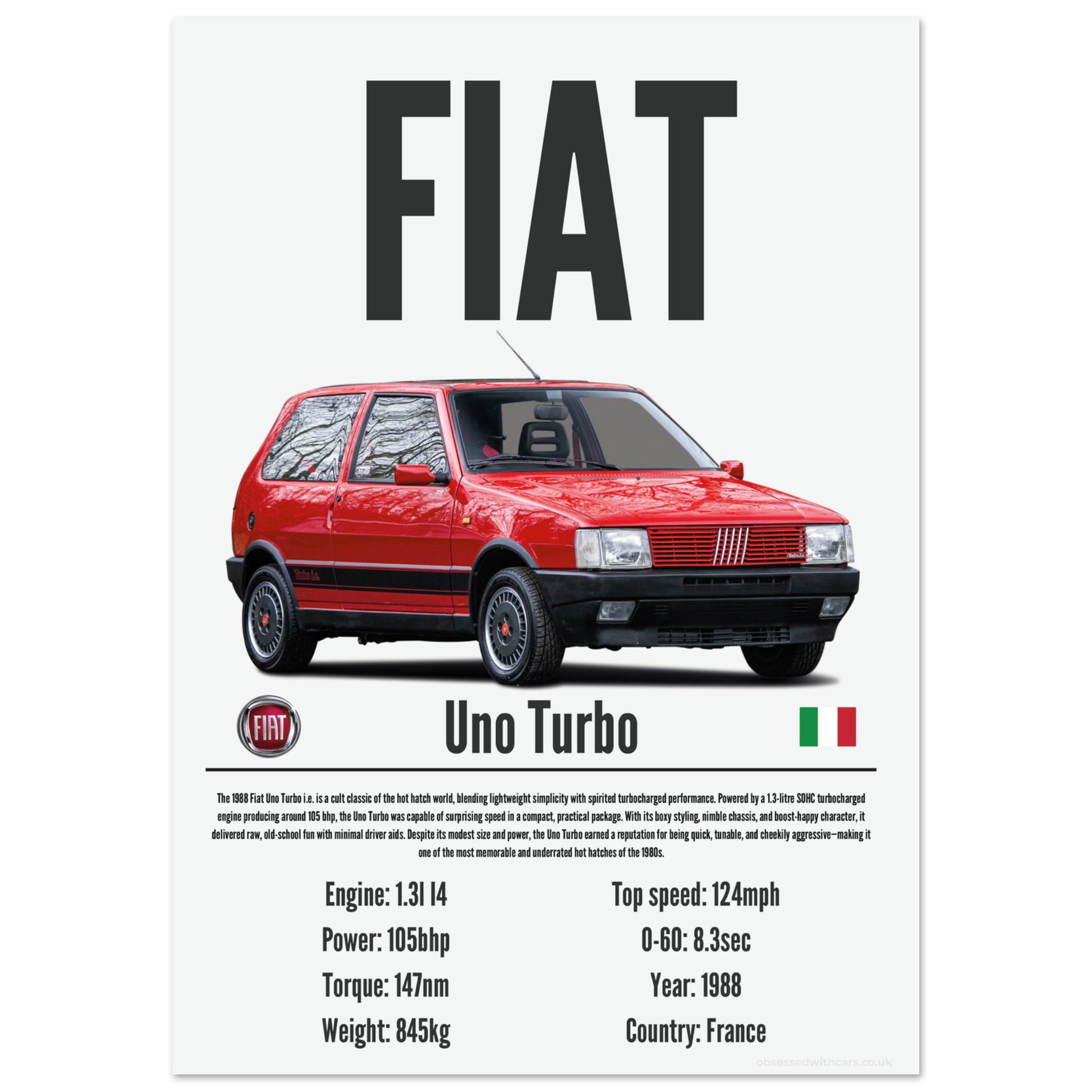 Fiat Uno Turbo Poster - Precision Collection