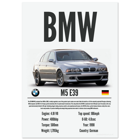 270 BMW M5 E39 Poster - Precision Collection
