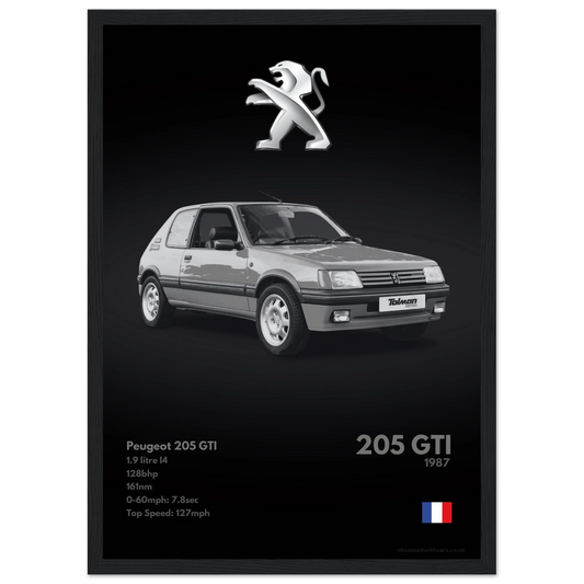 Peugeot 205 GTI Poster - Monochrome Collection