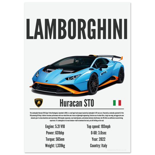 Lamborghini Huracan STO Poster - Precision Collection