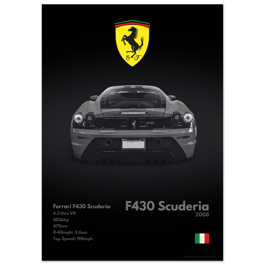 Ferrari F430 Scuderia Poster - Monochrome Collection