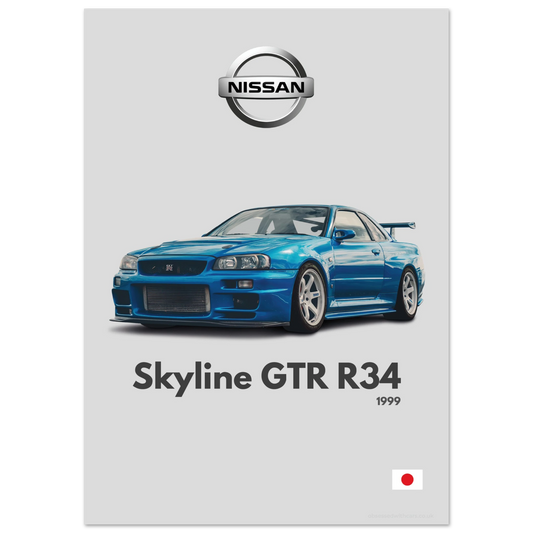 Nissan Skyline GTR R34 Poster - Minimalist Collection