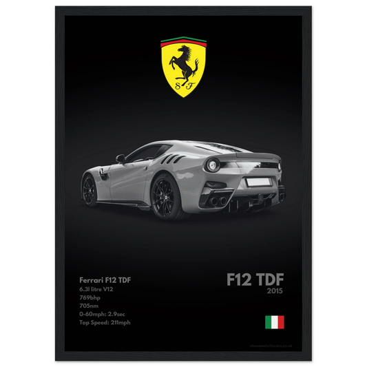 Ferrari F12 TDF Poster - Monochrome Collection
