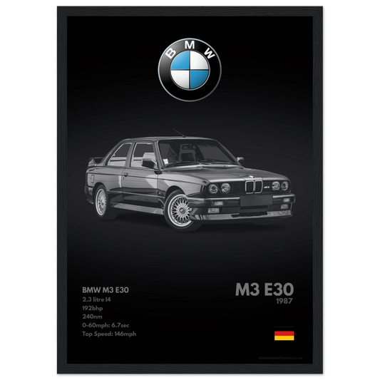 BMW M3 E30 Poster - Monochrome Collection